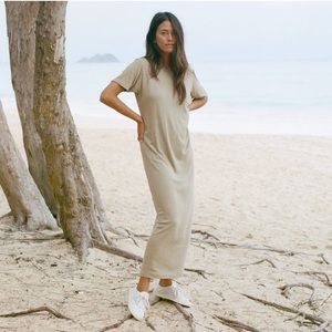 OZMA Hana Tshirt Dress in Sage Raw Silk Jersey